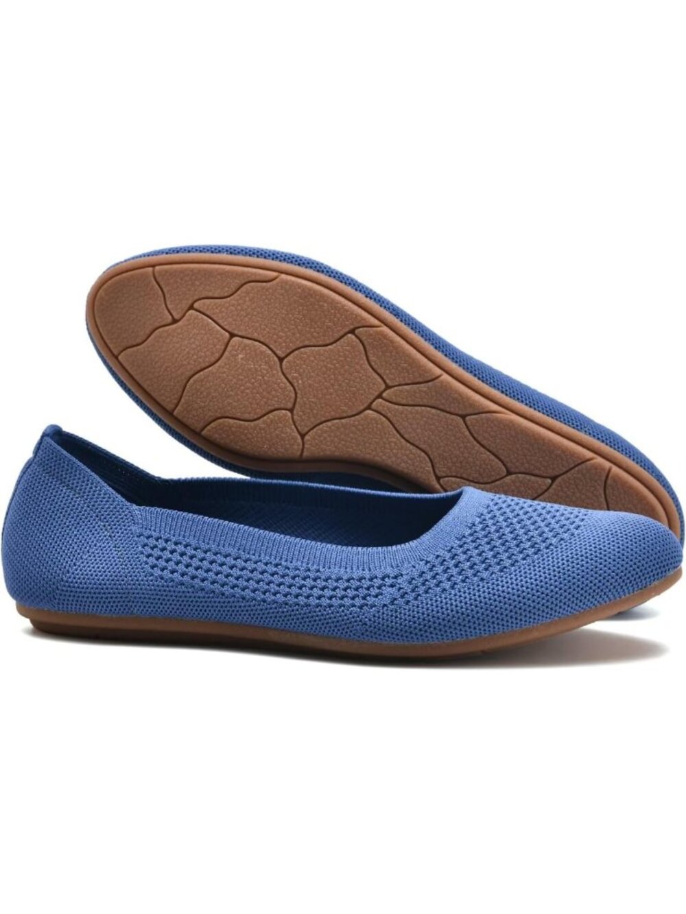 Chic Women's Slip-On Ballet Flats, Soft Knit Round Toe Dress Shoes, Comfortable - Picture 7 of 7